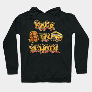 Back to School Bus and Backpack in Pencils Hoodie